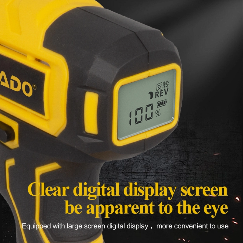 Taladro inal&aacute;mbrico de dos velocidades de litio de 21 V con pantalla digital opcional para tareas pesadas de renovaci&oacute;n de bricolaje en el hogar