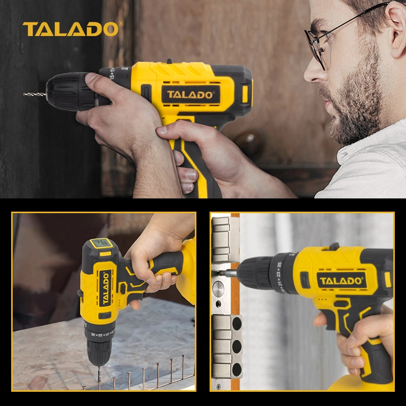 Taladro inal&aacute;mbrico de dos velocidades de litio de 21 V con pantalla digital opcional para tareas pesadas de renovaci&oacute;n de bricolaje en el hogar