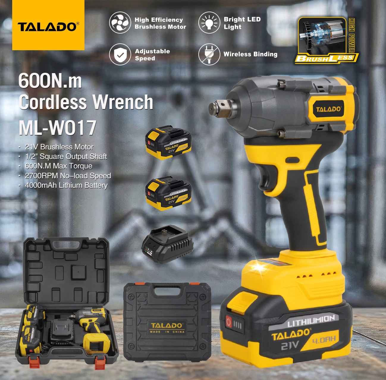 Llave Inal&aacute;mbrica 21V 600N