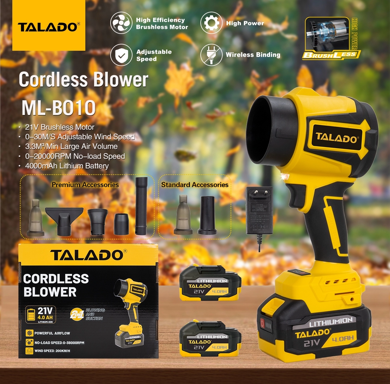 Soplador/aspirador inal&aacute;mbrico de 21 V