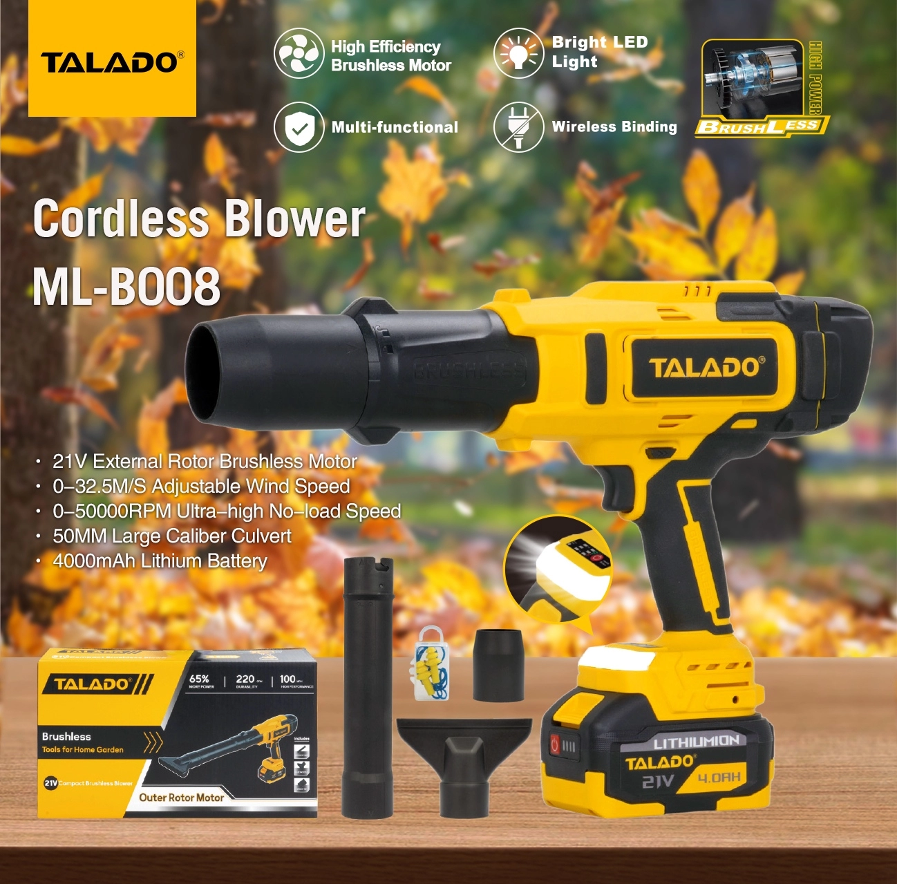 Soplador inal&aacute;mbrico de 21 V