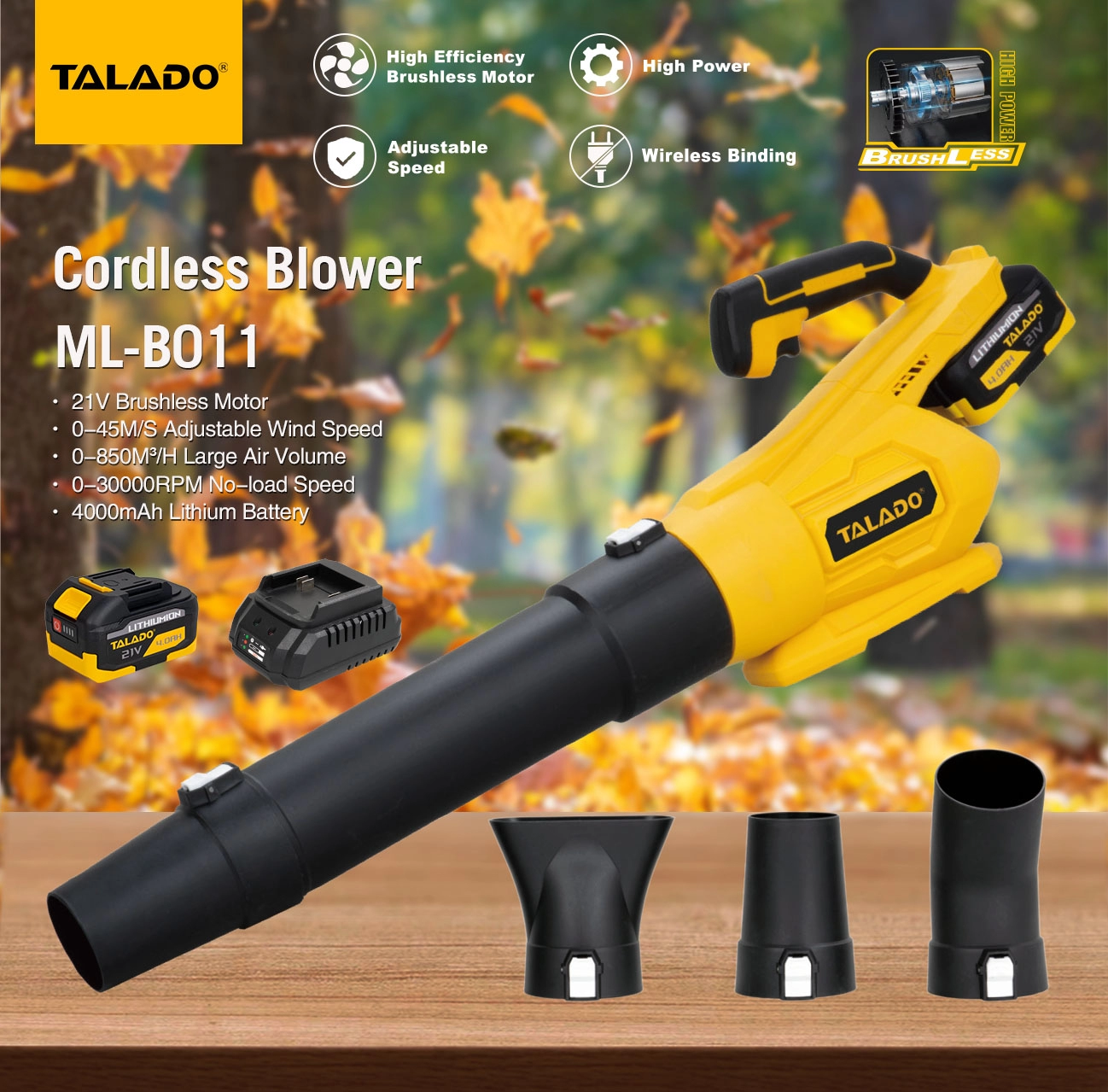Soplador inal&aacute;mbrico de 21 V